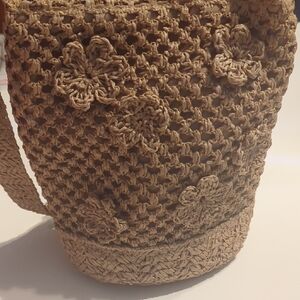 A New Day Woven Floral Shoulder Bag - Tan